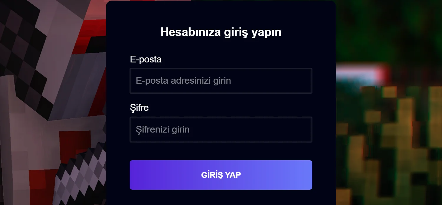 Giriş sayfası. E-posta ve şifre alanlarıyla Giriş Yap düğmesi bir çerçeve içinde; düğme ayrıca okla gösterilmiş.